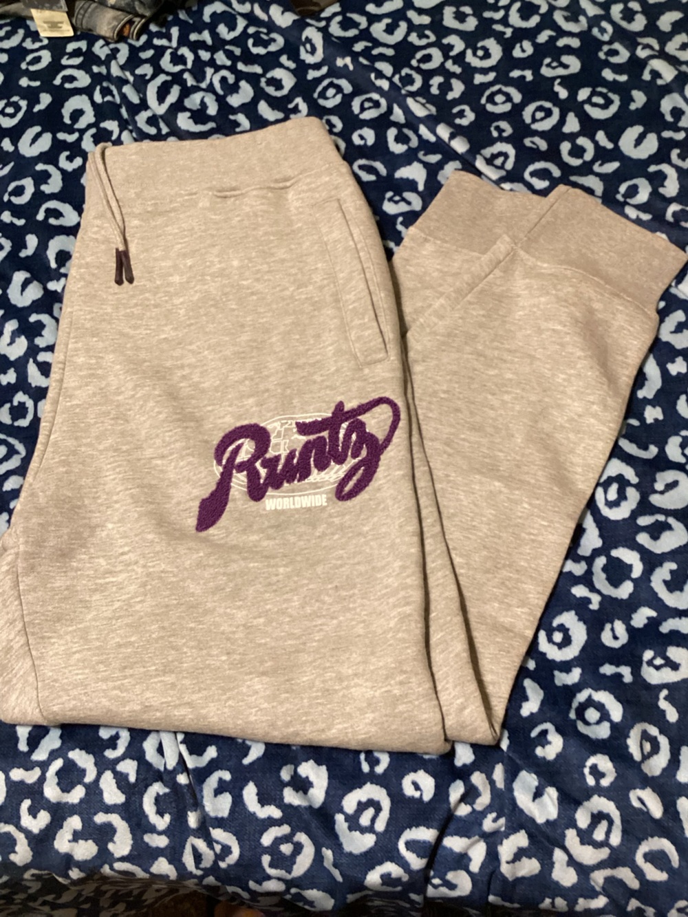 Grey Runtz Sweatpant Joggers with Purple Script Logo